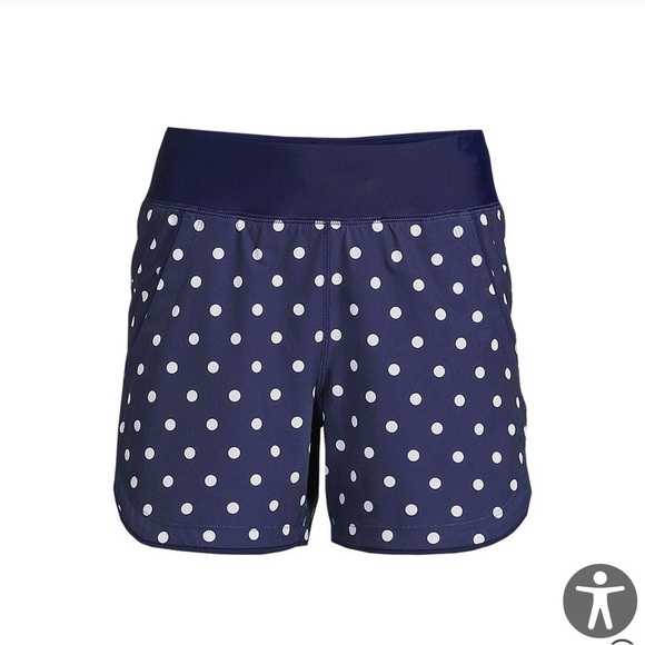 Land’s End Women’s Deep Sea Polka Dot 5” Quick Dry Swim Short w/ Panty - Size 8 - Picture 2 of 8